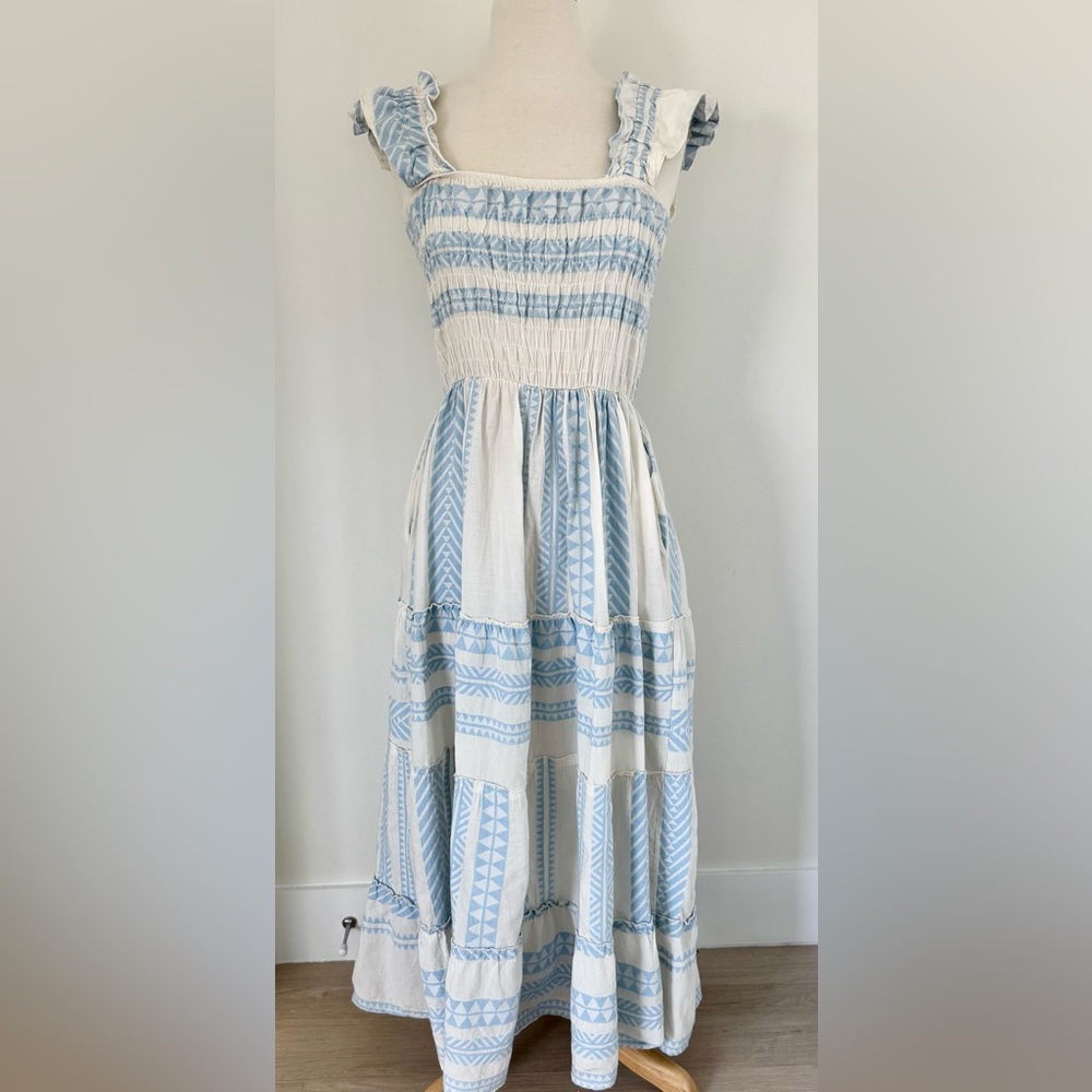 Sofia Made In Italy flutter Dress Light Blue Women's one size Midi